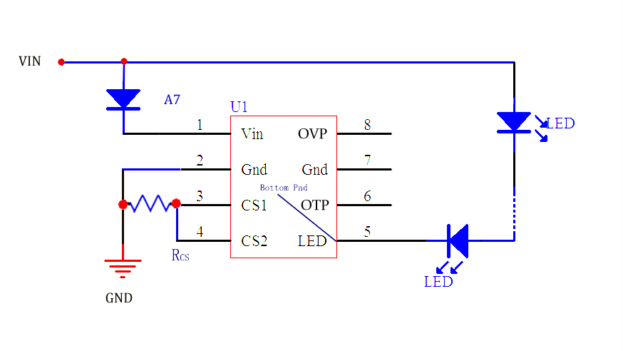 過(guò)溫過(guò)壓保護(hù)車燈恒流驅(qū)動(dòng)器